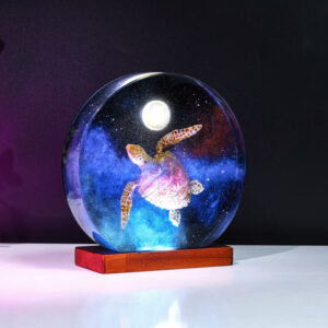 Galaxy Turtle on the Moon Resin Lamp