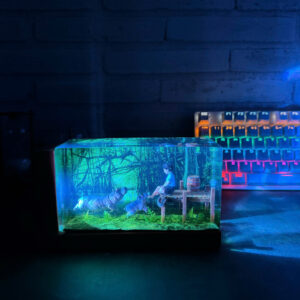 Boy Playing with Hippos Resin Lamp (1)